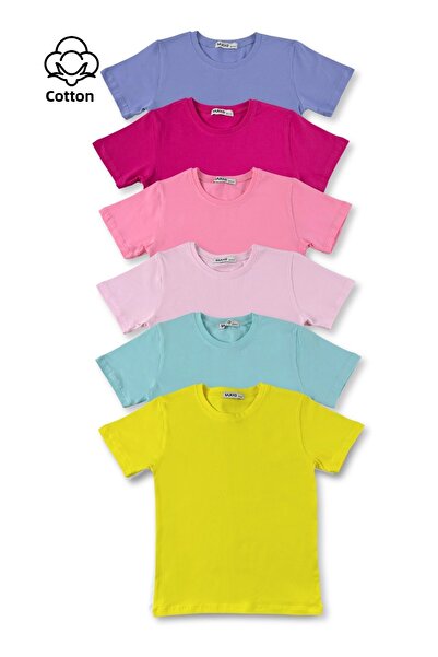 MK Mukko Kids Set de 6 tricouri cu mânecă scurtă, cu design de bază, pentru f...