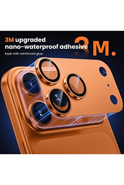 m.tk moveteck Apple iPhone 17 Pro Max Compatible Camera Lens Protector Full Coverage Protective Glass with Metal Frame