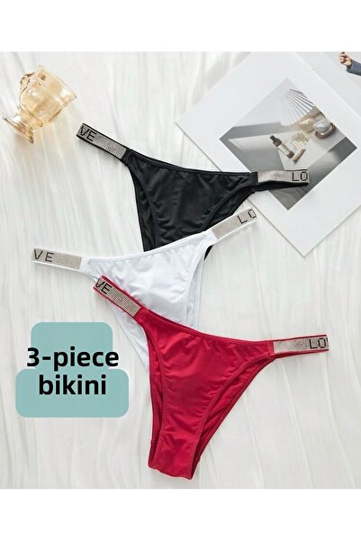 SATTENS 3, lü Stone Fancy Bikini Bugyi, női fehérnemű kilot tanga