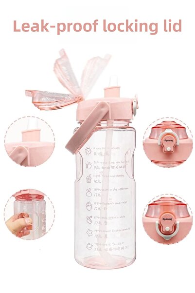 Maridet 3-Piece Transparent Motivational Water Bottle Water Bottle Portable Water Bottle Set with Sticker