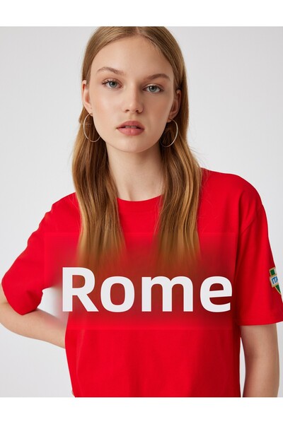 Koton Тениска с къс ръкав и щампован гръб с голямо деколте