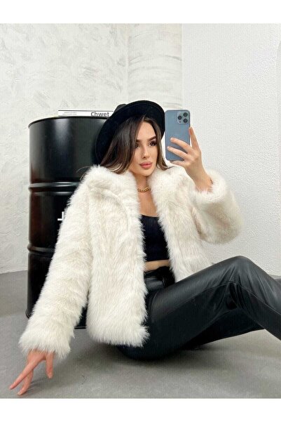 MODA DURAĞI Blană scurtă artificială importată cu guler premium pentru femei