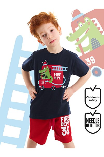 Denokids Firefighter Crocodile Boy T-Shirt Shorts Set