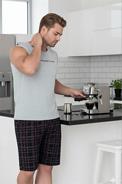 Sude HOMEWEAR Men's Patterned Athlete Shorts Pajama Set