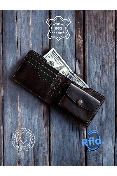 Kalkan deri Χειροποίητο ανδρικό πορτοφόλι από γνήσιο ιταλικό δέρμα – με θήκη για κέρματα και μετρητά