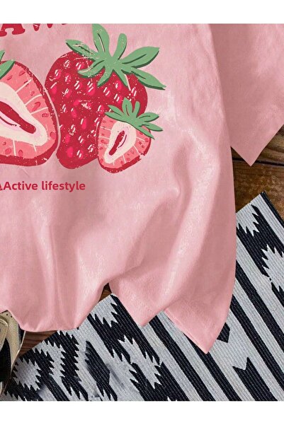 Alviora μπλουζάκι με στάμπα φράουλας malkoçbey oversize unisex basic