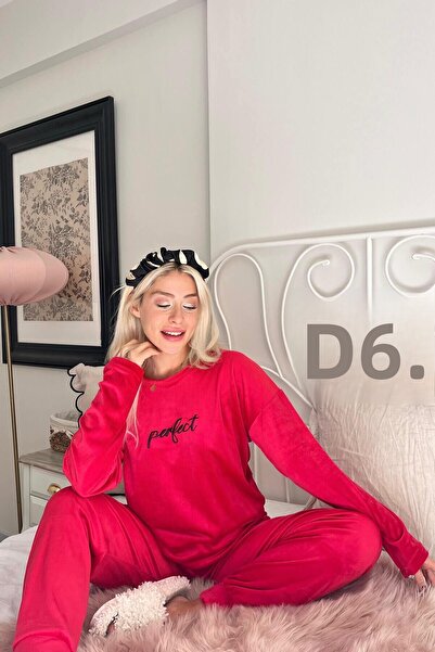 Pijamaevi Red Perfect mintás exkluzív bársony női pizsama szett