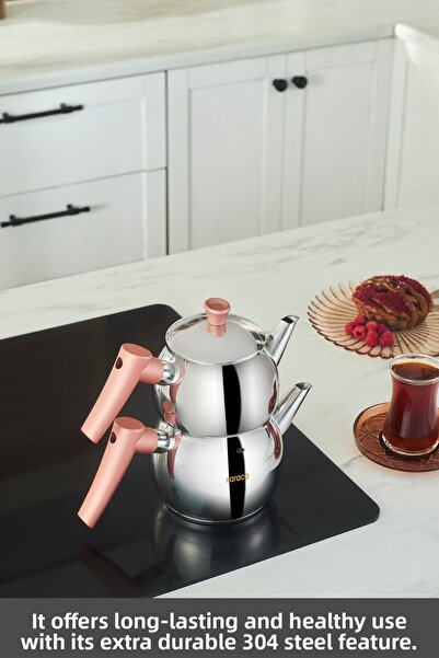 Karaca Set de mini ceainice Freesia Rose - Cu bază de inducție