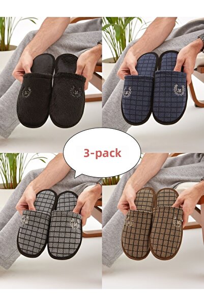 Moda Devrin Balení 3 M zimních pantoflí Domácí pantofle Dowry Bundle Set Pantofle pro hosty