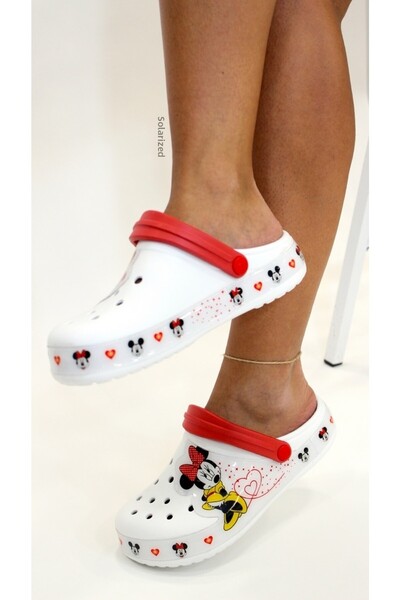 solariz Λευκό Κόκκινο Νοσοκομείο Καθημερινής Χρήσης Αντιολισθητική Σόλα Παντόφλες Νοσοκομείο Νοσοκόμας Indoor Sabo