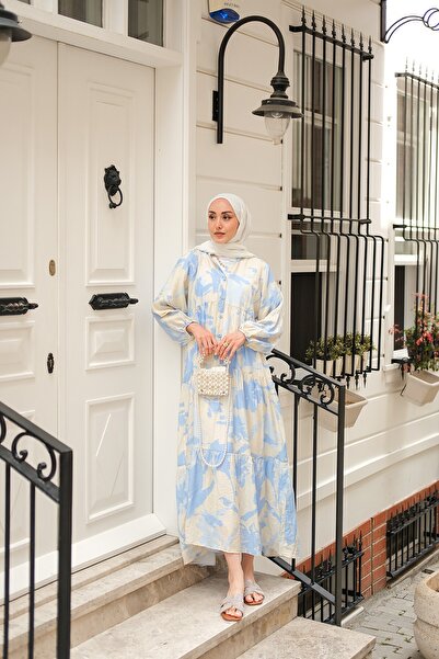 LOCCO Women's Mixed Pattern Dress Blue