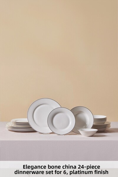 Karaca Σετ τραπεζαρίας Rebeca Platinum 24 τεμαχίων για 6 άτομα - Elegance Bone