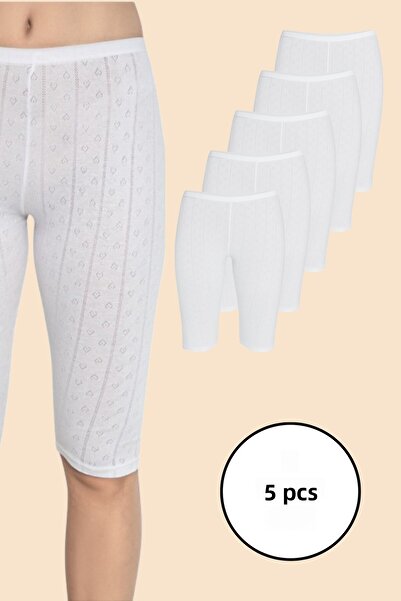 NETLY Women's Jacquard Knee-Length Capri Leggings (5 Pieces) - 90% Cotton