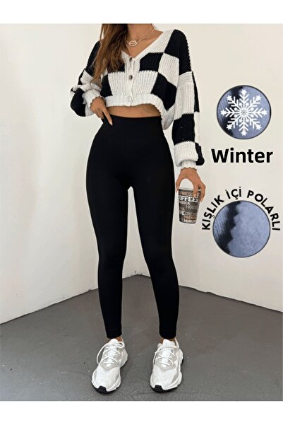 RuyaMood Dámské černé zimní teplé punčochové kalhoty s vysokým pasem, korzetový interlock z oceli s fleecem uvnitř, bez spodního prádla