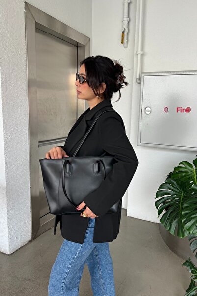 minebag Black Faux Leather Elena Handbag