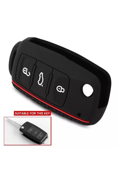 İKTUNING Volkswagen Polo Golf Jetta Passat Scirocco Caddy Amorak Tiguan Key Case (Black)