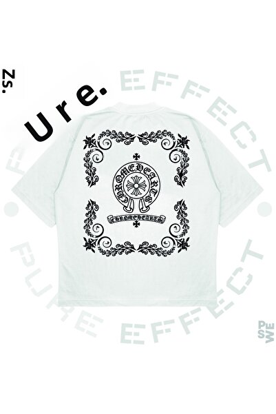 PURE EFFECT Μπλουζάκι Unisex Oversize Chrome Hearts Square με στάμπα Boxy Fit από χοντρό ύφασμα