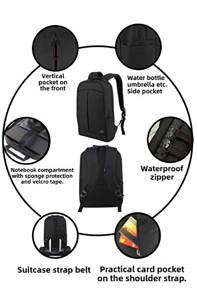 Beutel Σακίδιο πλάτης φορητού υπολογιστή 15,6" - 16,1" - Αδιάβροχο ύφασμα και φερμουάρ - μαύρο
