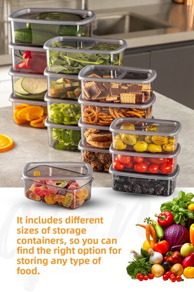 Vienev Set of 24 Airtight Storage Containers Anthracite 6X(250-500-750-1200 ml)