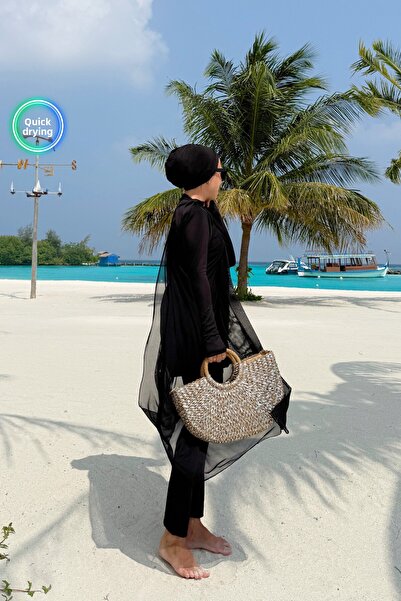 Ka Hijab Coast Sörf Full Covered 4 Piece Hijab Swimsuit - Black