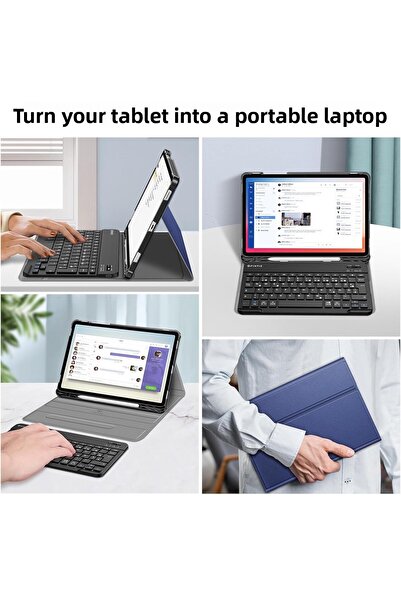 m.tk moveteck Samsung Galaxy Tab S9 Fe Plus 12.4" Case with Keyboard and Pen Compartment Bluetooth Enabled Stand Turkish Q