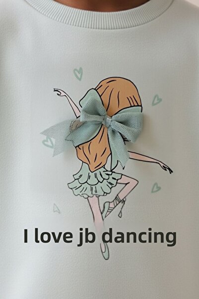 Minipodyum Κοριτσίστικο εμπριμέ φιόγκο με λεπτομέρειες καλσόν Διπλό Σετ