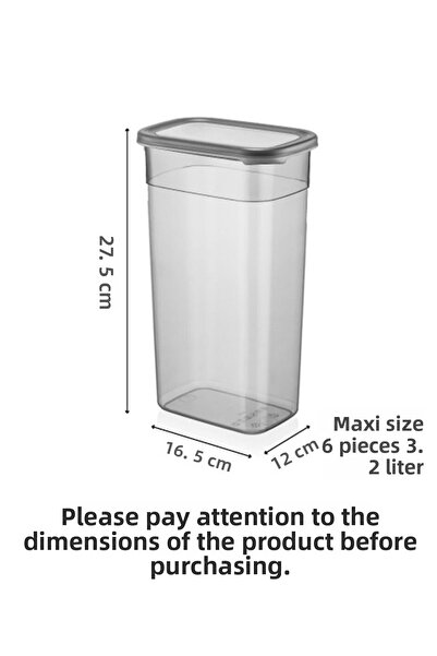 Kitchen Life Set de 6 recipiente dreptunghiulare pentru depozitarea alimentelor cu etichete Mega Size 3200 ml Recipient pentru depozitare bomboane de ceai 3,2 litri
