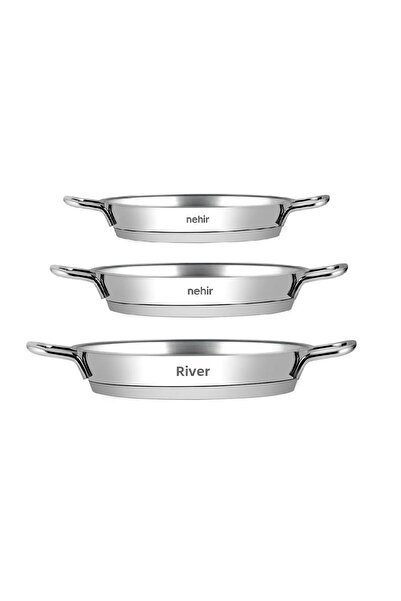 Nehir Stainless Steel Pan Set - Egg Pan Pan of 3 16-18-20 cm 3 Sizes