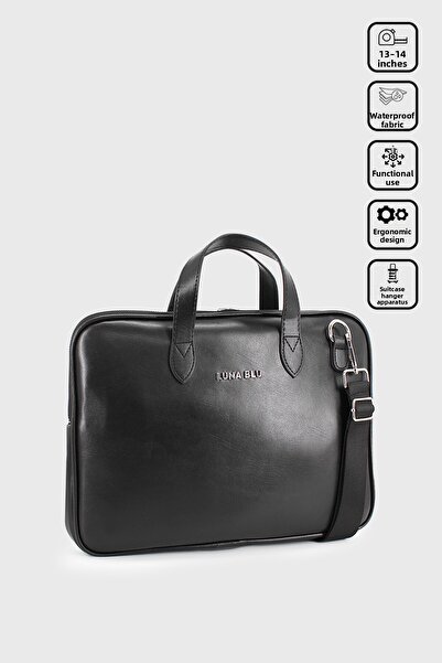 LUNABLU Geantă pentru laptop pentru notebook pentru documente Macbook Air-Pro cu material impermeabil de 13-14 inchi