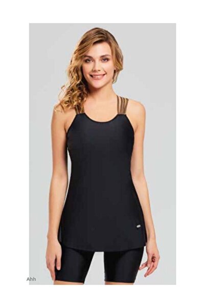 Adasea Γυναικείο Μαγιό Πίσω Λεπτομερές με Σορτς 3082 Μαύρο