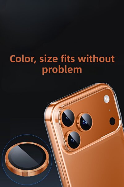 Evax (معدني) واقي عدسة الكاميرا الزجاجي المتوافق مع هاتف iPhone 17 Pro Max / 17 Pro مع إطار معدني باللون البرتقالي الكوني