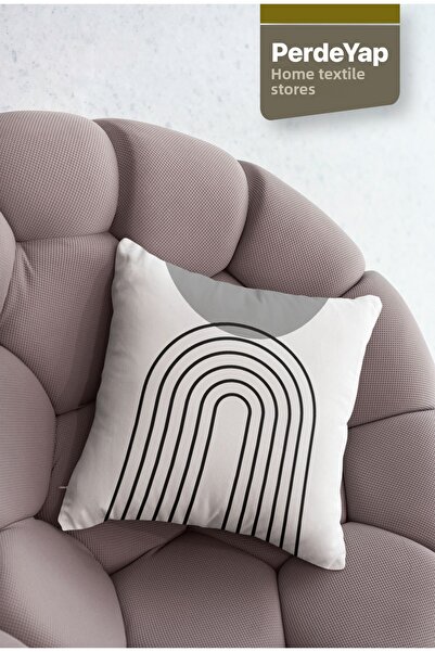 PerdeYap1980 4dílný digitálně potištěný povlak na polštář s geometrickým vzorem na bílém pozadí 43 x 43 cm černo-šedý