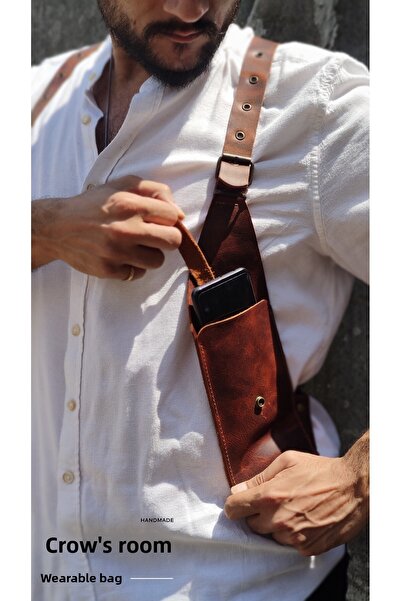 Crow'sRoom هولستر جلد صناعة يدوية (بني)