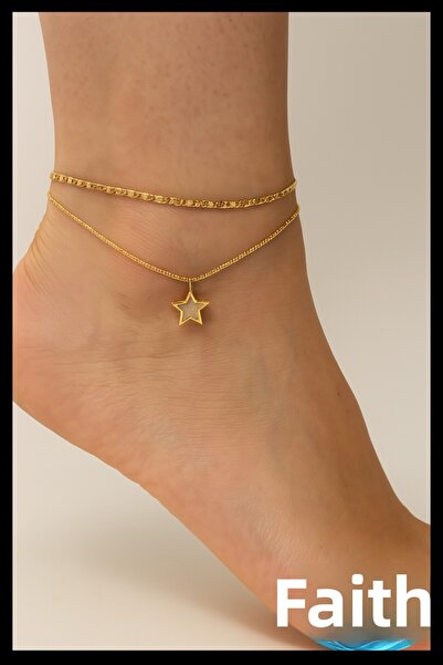 MAZEN Double Row Anklet |   Elegant Design with Star Figure |   Women's Foot ...