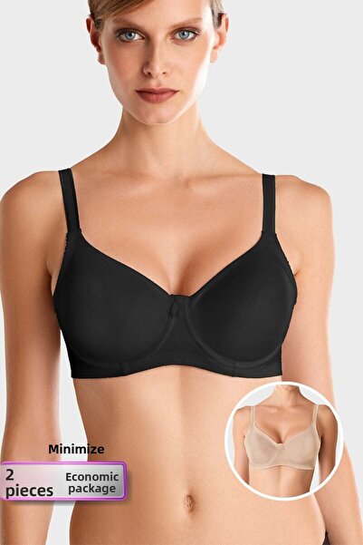 Pierre Cardin Ekonomické balení 2 kusů podprsenky Black-ten 7001 Minimizer s kosticí (možnost košíčku DDD)