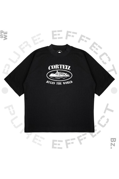 TRAGEDY Tricou unisex oversize Corteiz imprimat Boxy Fit din țesătură groasă