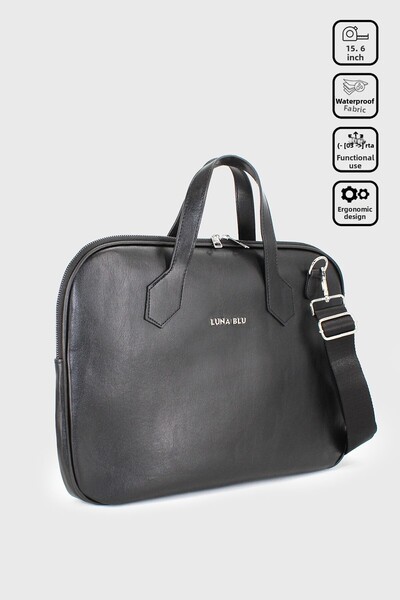 LUNABLU 15.6" Inch Waterproof Fabric Briefcase Computer Notebook Laptop Bag