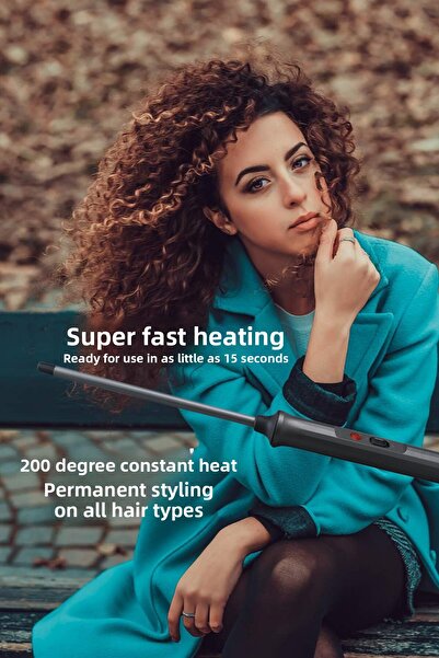 Shibowavy 9 mm Curly Thin Afro Wave Curling Iron (Gloves, 20 cm Extra Long Head)