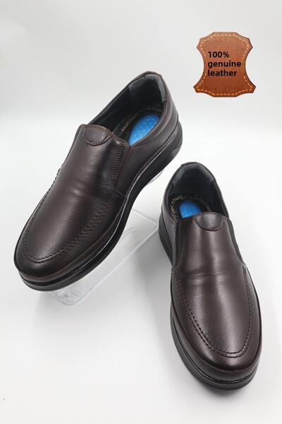 nazenintasarımlar Men's Genuine Leather Ultra Comfortable Orthopedic Gel Brown Casual Shoes