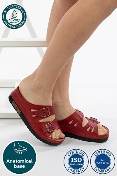 Roy Jones Talpă anatomică ortopedică pentru femei, model confortabil, cataramă cu bandă dublă, papuci confortabili pentru exterior și interior