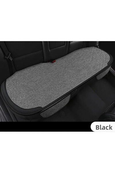 Bod Car Seat Protector Linen Cushion with Pockets Set of 3 Black