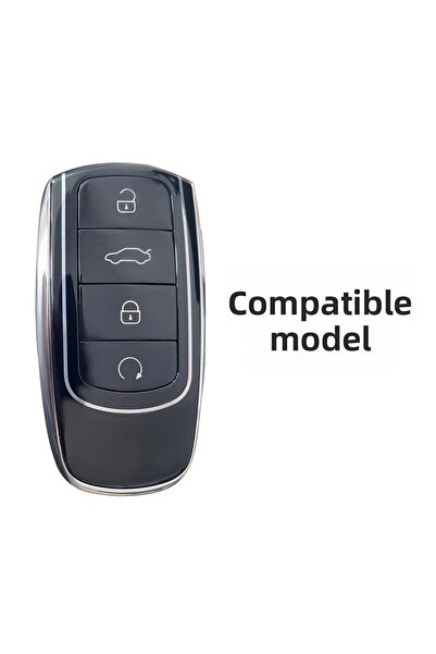 Luxe Aksesuarr Chery Tiggo 8 plus 4 butoane de protecție cheie controler carcasă metalică piele gri