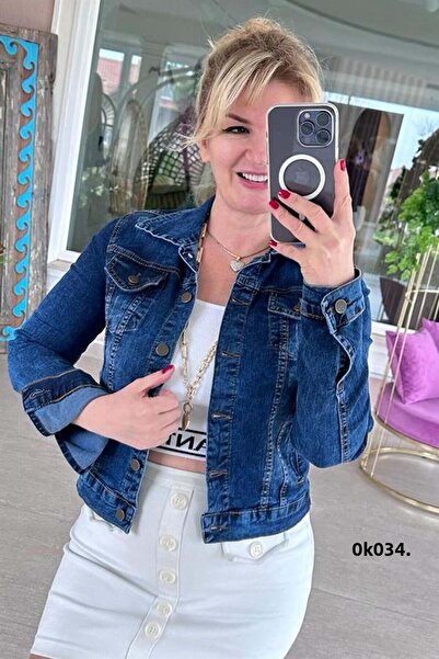 İnce Topuk 0k034 Model Lycra Denim Jacket