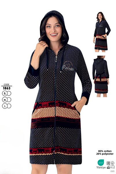 ROMEO LİFE فستان شتوي مخملي بقلنسوة من القطن للنساء 1863