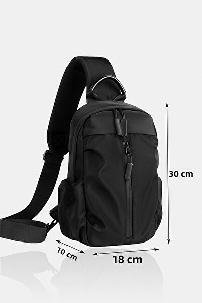 D'VERS Black Crossbody Waist and Shoulder Bag with Water Repellent Fabric and Zipper Feature