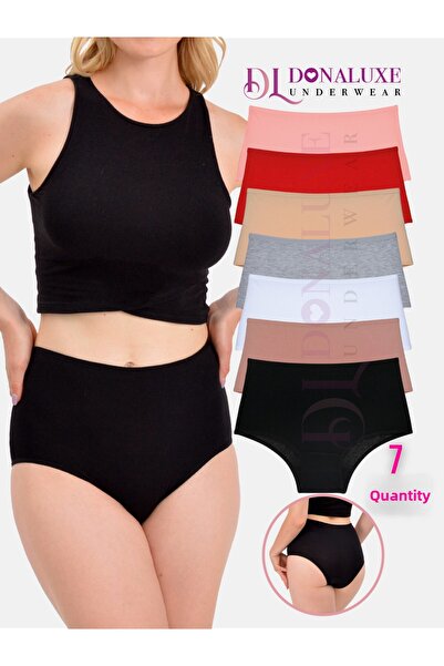 Donaluxe Women's Panties, Women's High Waist Cotton Soft Fabric 7 Pack Panties