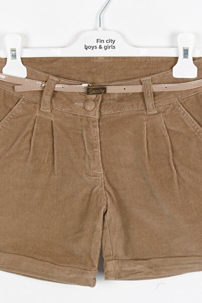incity Κοριτσίστικο βελούδινο σορτς με λεπτομέρεια Camel Corded