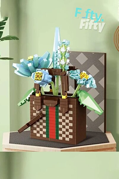 Vagonlife Panlos Boutique Series Brown Checkered Bag Figure 688 Pieces Toy Building Set -Ffp1075