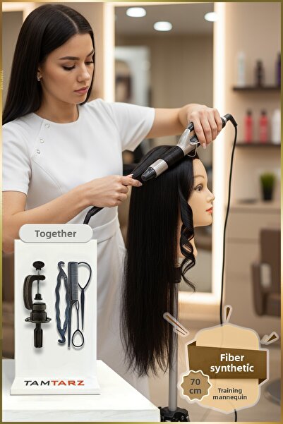 İnter Κεφαλή εργασίας ανδρείκελου εκπαίδευσης κομμωτηρίου 65cm από συνθετικές ίνες