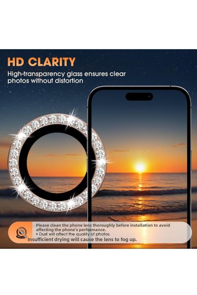 KVK PRİVACY iPhone 16 Pro/16 Promax Compatible Camera Protection Stone Lens Protector Tempered Glass Protection Desert